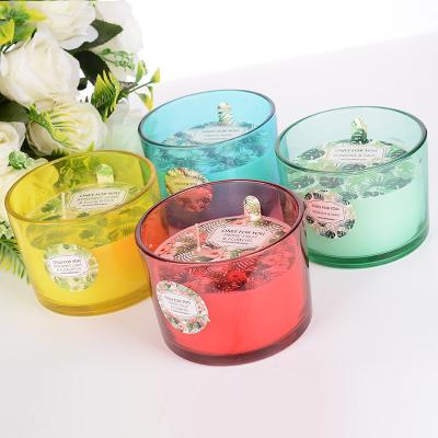 China SPAEssential Oil Style Candle Aromatherapy Candle Fragrance Weddings Smokeless Aroma Color Glass Candle for sale