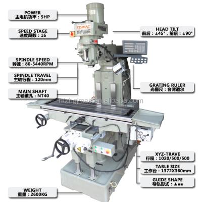 China China Universal Turret Milling Machine With Top Quality X6325 800x240mm/730x210mm for sale