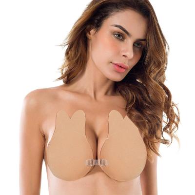 China 2019 New Rabbit Ear Bra Front Closure Adhesive Self Nipple Breathable Strapless Breast Pies Lift Up Bra for sale