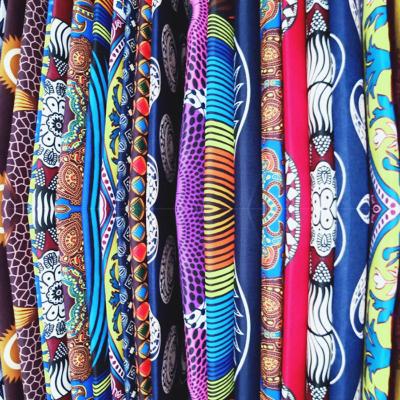 China Custom Made African Geometric Pattern Cloth Ankara Wax Print Double Sided Printed African Fabric Anti-Static for sale