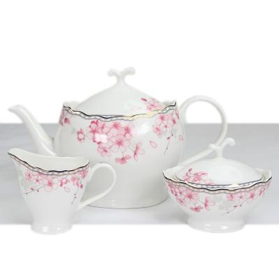 China Wholesale Viable Style Russian Ceramic Tea Set Fine Bone China Tableware Teapot for sale