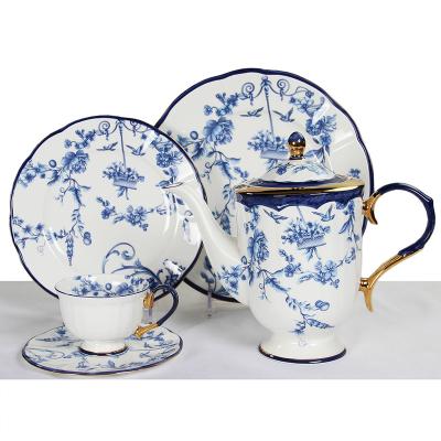 China Chinese Style Viable Wholesale Ceramic Tea Set Fine Bone China Tableware Teapot for sale