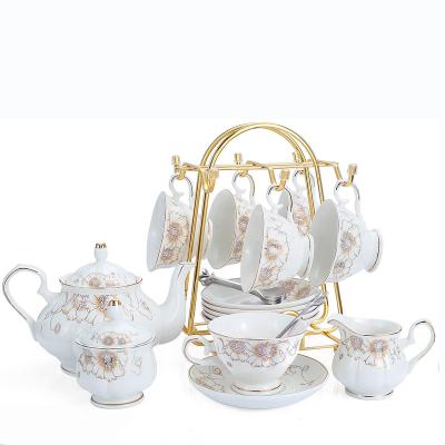 China Fine bone china tea cup and saucer set of 17 pieces afternoon tea set viable bone china for sale