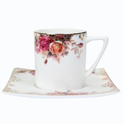 China Viable Rim Ceramic Tea Sets Wholesale Gold Design Bone China Tea Cup and Saucer for sale