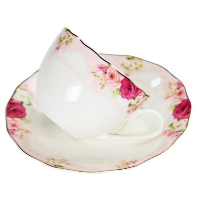 China European style printed tea set porcelain bone china dinnerware tea cup and saucer viable hot sale ceramic cup and saucer for sale