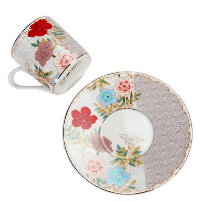 China Viable wholesale european style printed bone china tea set ceramic tableware tea cup and saucer for sale