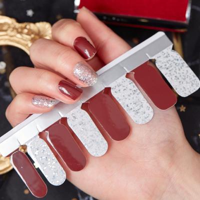 China Hot New China Supplier Polish Plastic Nail Wraps Durable Nail Stickers With Nail File for sale