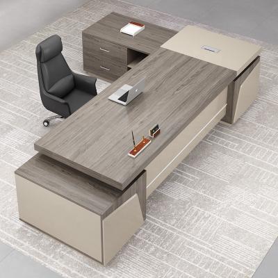 China 2021 Office Furniture Manufacture OEM&ODM Convertible Office Desk Types And Sizes Executive Tables With Side Table And Shelf for sale