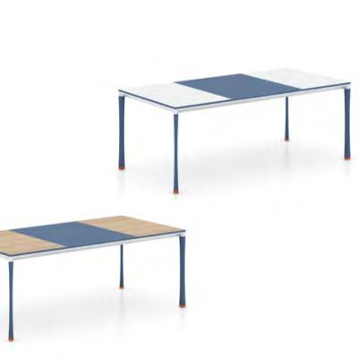 China Wholesale Hot Modern Blue Legs Metal Convertible Fashion Color Conference Room Tables Boardroom Meeting Wood White Desk for sale