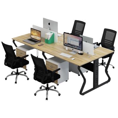 China Convertible Cheap Price Four People Workstation With Metal Leg Industrial Style Computer Desk Staff Table for sale