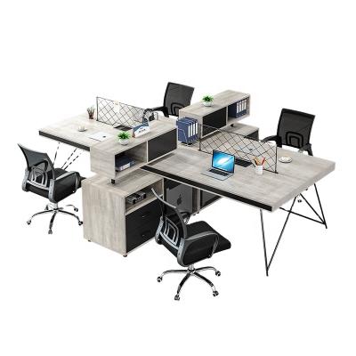 China Convertible Modular Cheap Separation Leg MFC Industrial Steel Staff Office Computer Workstaions 4person for sale