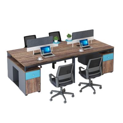 China Office Furniture Frame Office Workstation Metal Leg Convertible Wood Top Aluminum Desk For Four Person Separation for sale