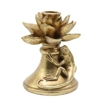 China Custom High Quality Resin Crafts Antique Gold Decoration Candle Holder for sale