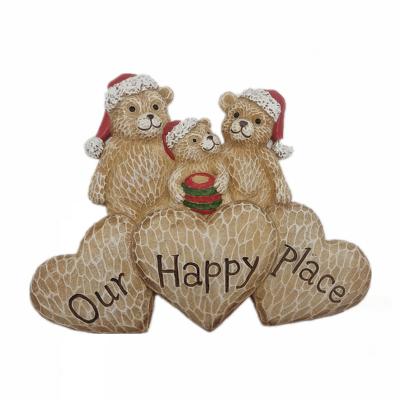 China OUR HAPPY PLACE Decorations Teddy Bear Family Hanging Decorative Ornaments Indoor and Outdoor Garden Decoration for sale