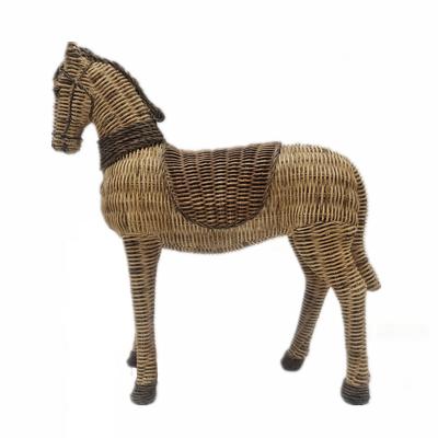 China Home Decorative Resin Crafts Rattan Horse Statue Resin Horse Sculpture Statue Decoration for sale