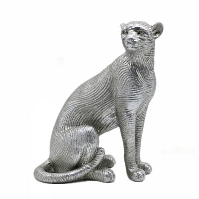 China Resin Silver Sculpture Leopard Statue Gifts Home Decor Resin Animals for sale