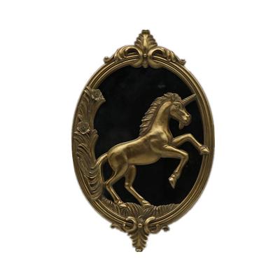 China Gold Unicorn Wall Hanging Mirror Luxury Home Decorative Wall Mirrors for sale