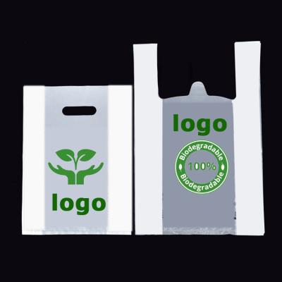 China BIODEGRADABLE Biodegradable Plastic Printing Logo Handle Shopping Bags for sale