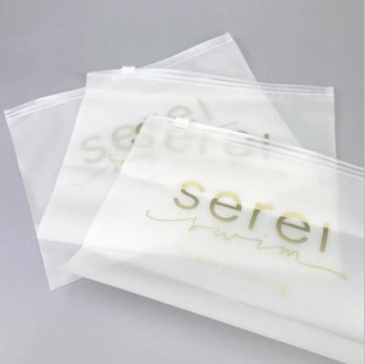 China Small Recyclable PVC Zip Bags Clear Poly Bags With Logo And Matte White Packaging Clothes Zip Lock Plastic Bags for sale