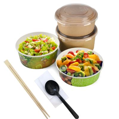 China China custom waterproof paper bowls disposable paper salad bowl with lid paper salad bowl manufacturer for sale