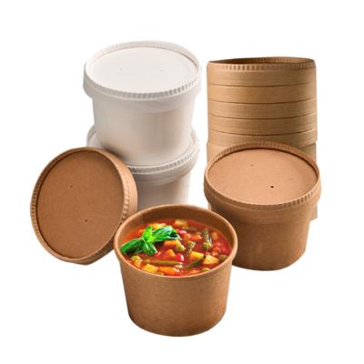 China Customized Eco - Friendly Disposable Kraft Paper Bowl Recyclable Take Away Packaging Cup Salad Bowl With Lid for sale