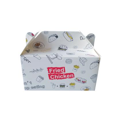 China Recyclable Custom Logo Fast Food Packaging Roast Fried Chicken Paper Box With Handle for sale