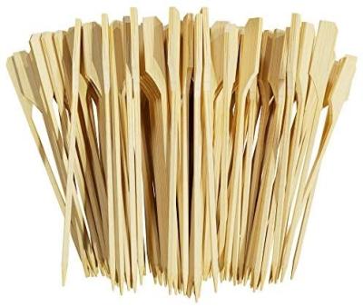 China Top Grade Easily Cleaned Natural Disposable Bamboo Flat Sticks Healthy Barbecue Skewer Picks With Custom Logo for sale