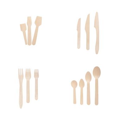 China Hotel Restaurant Fork Knife Spoon Home Disposable Wooden Cutlery Set Restaurants High Quality Wooden Honey Spoon for sale