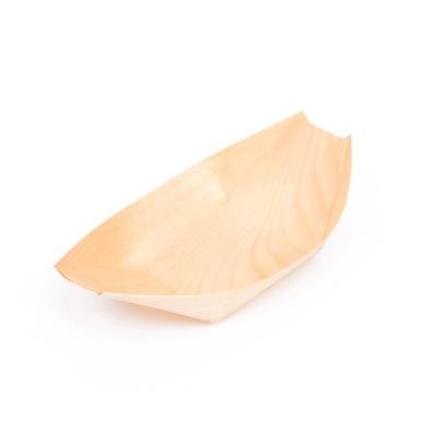 China Party/Picnic/Wedding Eco-Friendly Disposable Wholesale Food Wooden Cone Boat Sushi Dish for sale