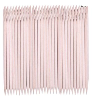 China Orange Wood Art Design Dead Skin Pusher Nail Picker Manicure Care Tools Double-End Nail Sticks Wholesale Wooden Cuticle Remover Stick for sale