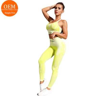 China Deporte Breathable Custom Women Sports Seamless Bra Athleisure Yoga Set Workout High Waist Yoga Pants Female Gaiters for sale