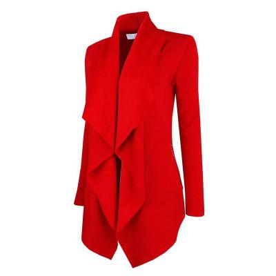 China 2021 Newcomer European And American Classic Breathable Draped Open Front Blazer For Lady Suitable Slim Women'S Long Jacket Coat for sale