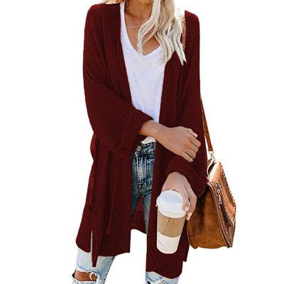 China Wholesale Autumn/Winter Women's Knitted Sweater Long Open Roll Over Wrapped Cardigan Women's Anti-pilling Sweater for sale