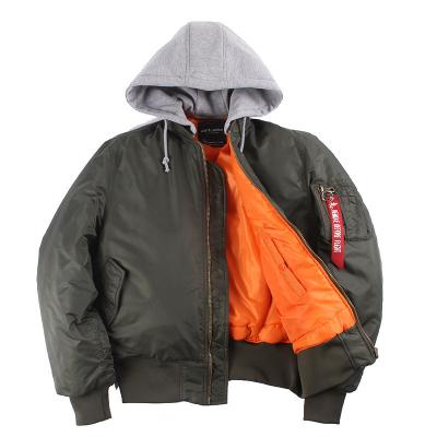 China MA-1 Anti-Wrinkle Winter Bomber Flight Jacket With Hood Street Use Oversized Hip Hop Unisex Baseball Clothing Clothing College Jacket for sale