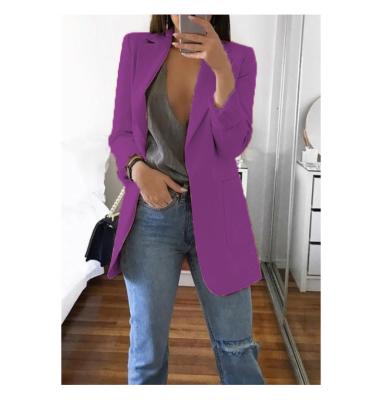 China Autumn New Women Office Blazer Lady Lapel Long Sleeve Slim Jacket Solid Color Cardigan Suit Coat Casual Slim Breathable Thin Jacket Tops for sale