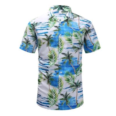 China Anti-pilling 2022 New Hawaiian Men Printed Shirt Summer Short Sleeve Casual Button Down Coconut Palm Beach Shirts Regular Customized USA Size S-2XL for sale