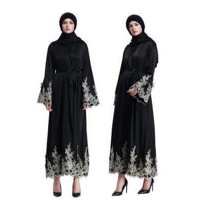 China Modest Muslimah Styling New Islamic Clothing Dubai Arab Style Muslim Prom Dresses Muslim Abaya Dress Black Long Open Jubah Abaya Long Dress for sale