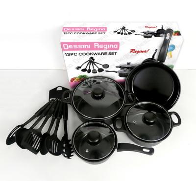 China Non Stick Viable Popular 13 Piece Kitchen Cooking Pot Tools Wok Cookware Set for sale