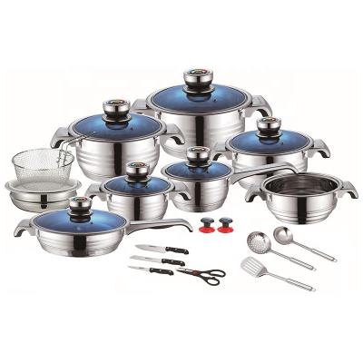 China 25 PCS 210 Stainless Steel Stocked Hot Selling Classic Kitchen Cooking Pots Set Casserole Cookware Set for sale