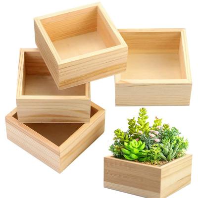 China 2022 Europe vintage high quality factory growing open square wooden box square box wholesale wooden essential oil wooden box for sale