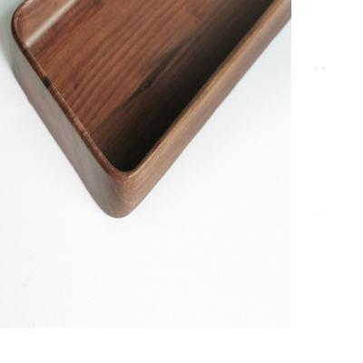 China Direct Manufacturer Handmade Unfinished Wood Tray Serving Tray Wood Tray Rectangular Black Walnut for Food for sale