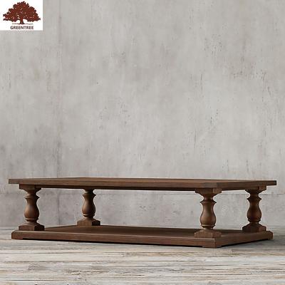 China Home American Solid Rectangle Style Living Room Furniture Solid Wood Antique Oak Coffee Table for sale