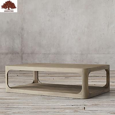 China Hot Selling European Style Solid Oak Wood Brush Rectangle Solid Wood Coffee Table Solid Wood Modern Design for sale