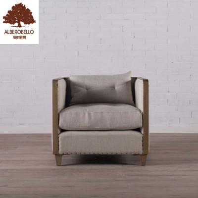 China Eco-friendly Home Fabric Upholstery Hotel Wood Frame Chair Lounge Leisure Single Accent Chair for sale