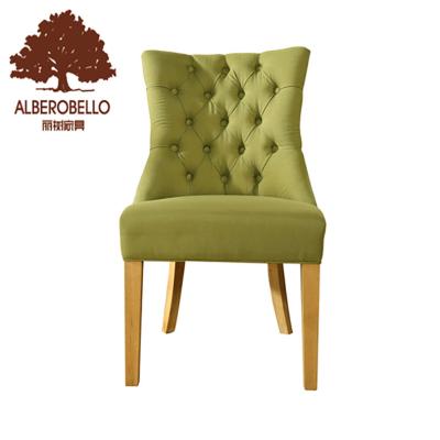 China Home Furniture Solid Wood Dining Chair Modern Design Fabric Wood Upholstery Dining Chair for sale