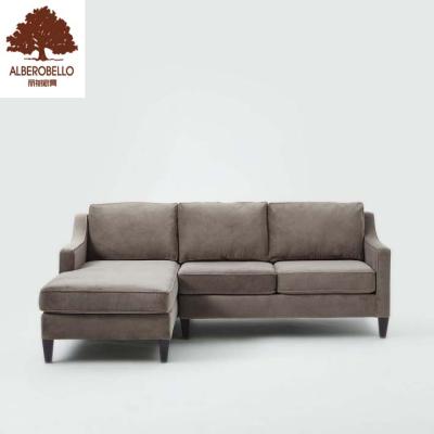 China Corner Sofa Hardwood Frame And Linen Fabric Sponge Cushioned Sofa Antique Set Fabric Seat for sale