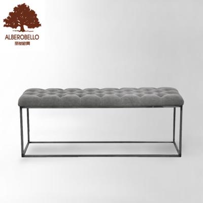 China Newest Design Comfortable Upholstery Storage Metal Stainless Steel Frame Bed Stool Good Quality Leather Bench for sale