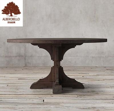 China Restaurant Home Hotel Furniture Antique Solid Oak Wood Round Solid Wood Dining Table for sale