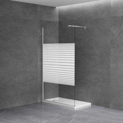 China Walk in Shower Wall Screen White Printed Tempered Glass 6-8mm Enclosure for Bathroom for sale