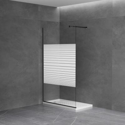 China Rectangular Black Walk-in Shower Enclosure with White Printed Tempered Glass 6-8mm for sale